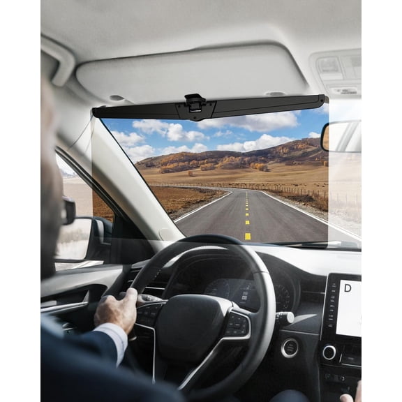 FLLIK Car Visor Extender (2 Pack), Polarized Anti-Glare UV400 Blocker, Secure Clip-On Adjustable Extension, Universal Fit for Safe & Comfortable Driving
