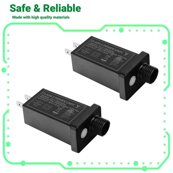 FITE ON (30V 6W 2Pack) LED Transformer 30V LED Controller Class 2 Power Supply, IP44 Waterproof Low Voltage Transformer US Plug Compatible with Christmas Light, String Light Indoor Outdoor Use