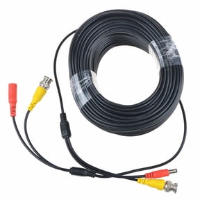 FITE ON 25ft Black BNC Video Power Siamese Cable Replacement for Analog AHD CVI CCTV Camera DVR Kit