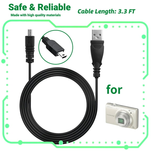 FITE ON 3.3ft USB Mini-8pin DC Battery Charger +Data SYNC Cable Cord Compatible with Nikon Coolpix S6100 camera