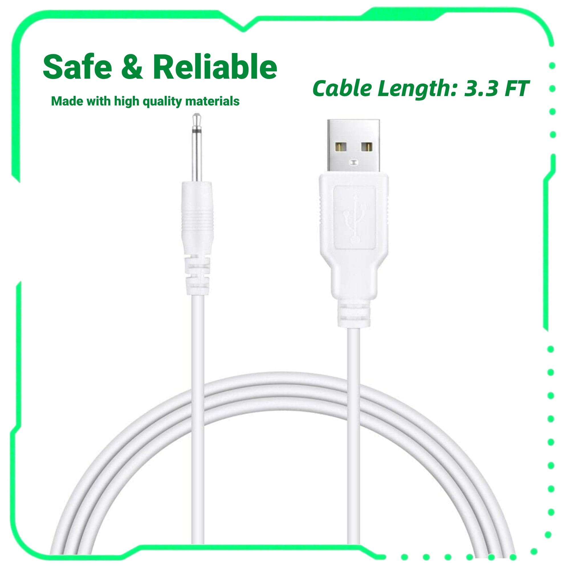 FITE ON 3.3ft White USB Vibrator Cable Cord Compatible with  Rechargeable Adult Toys Vibrators Charger
