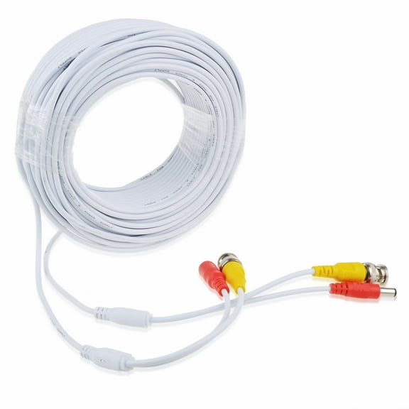 FITE ON 50ft White BNC Video Power Wire Cord Compatible for Swann Night Owl CCTV Cameras Cable White