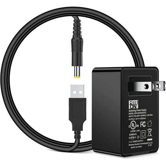 FITE ON 5V AC/DC Adapter + USB Cable Replacement for Launch CRP123X CRP129X CRP123E CRP129E Diagnostic Scanner Tool UL Listed