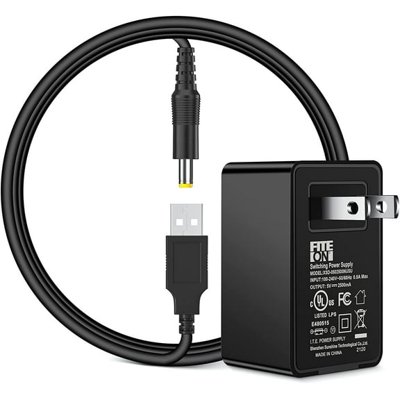 FITE ON 5V AC/DC Adapter + USB Cable Replacement for Launch CRP123X CRP129X CRP123E CRP129E Diagnostic Scanner Tool UL Listed