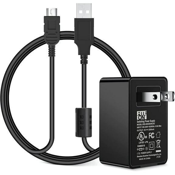 FITE ON 5V Adapter + Mini USB Cable Replacement for FOXWELL NT301 NT201 NT510 NT604 NT624 NT630 OBD2 Scanner Diagnostic Scanner Tool Charging Power Cord