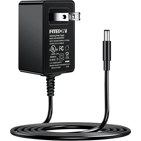 FITE ON 6V Adapter Compatible with Turbo Scrub 360 TS-MC6/3 TSDX-MO6 TSDX-M06 Floor Tile Scrubber TS MC 63 TSMC 6/3 Battery Power Supply Charger