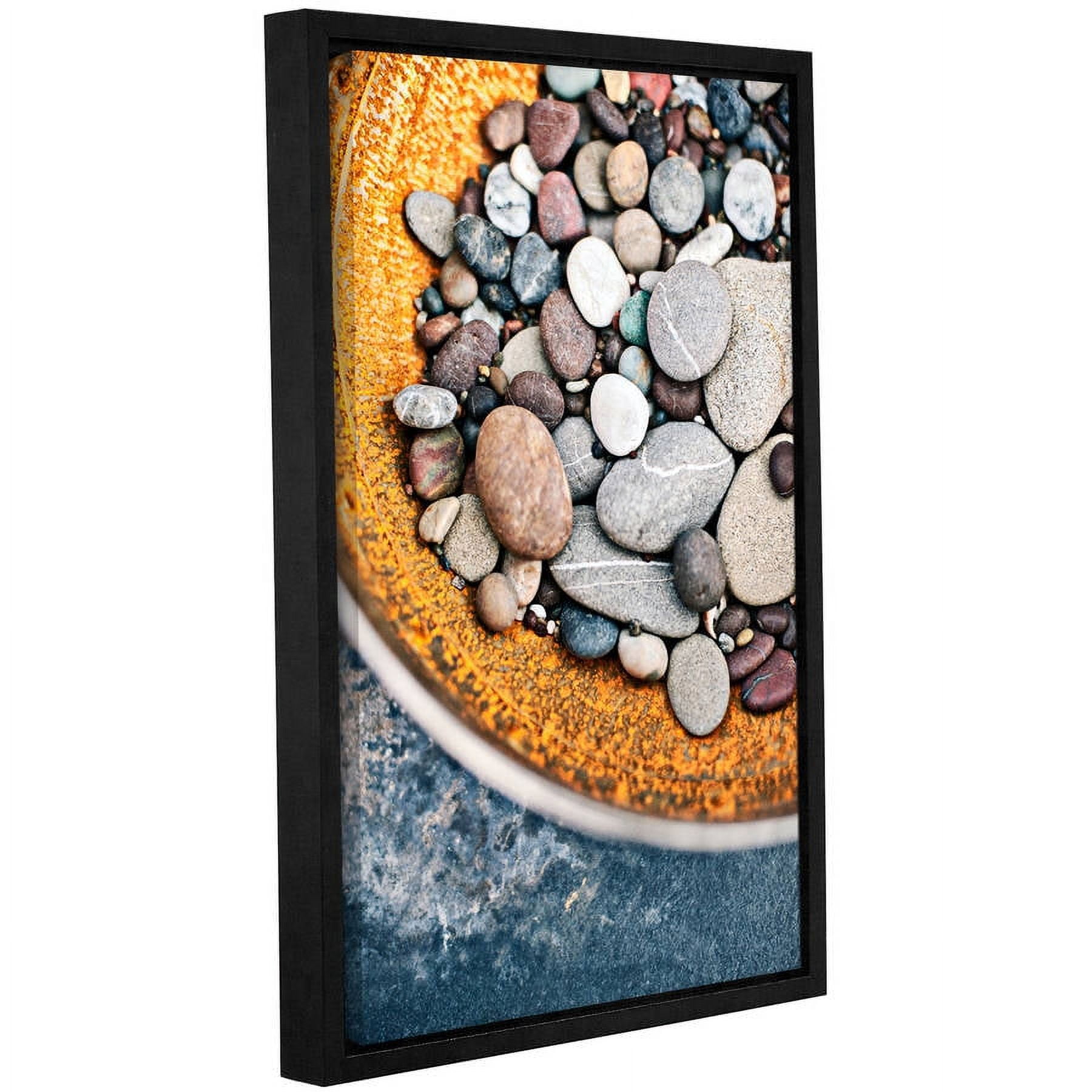 'Rusted Bowl Of River Stones' Gallery Wrapped Floater-framed Canvas Art Print, 16x24