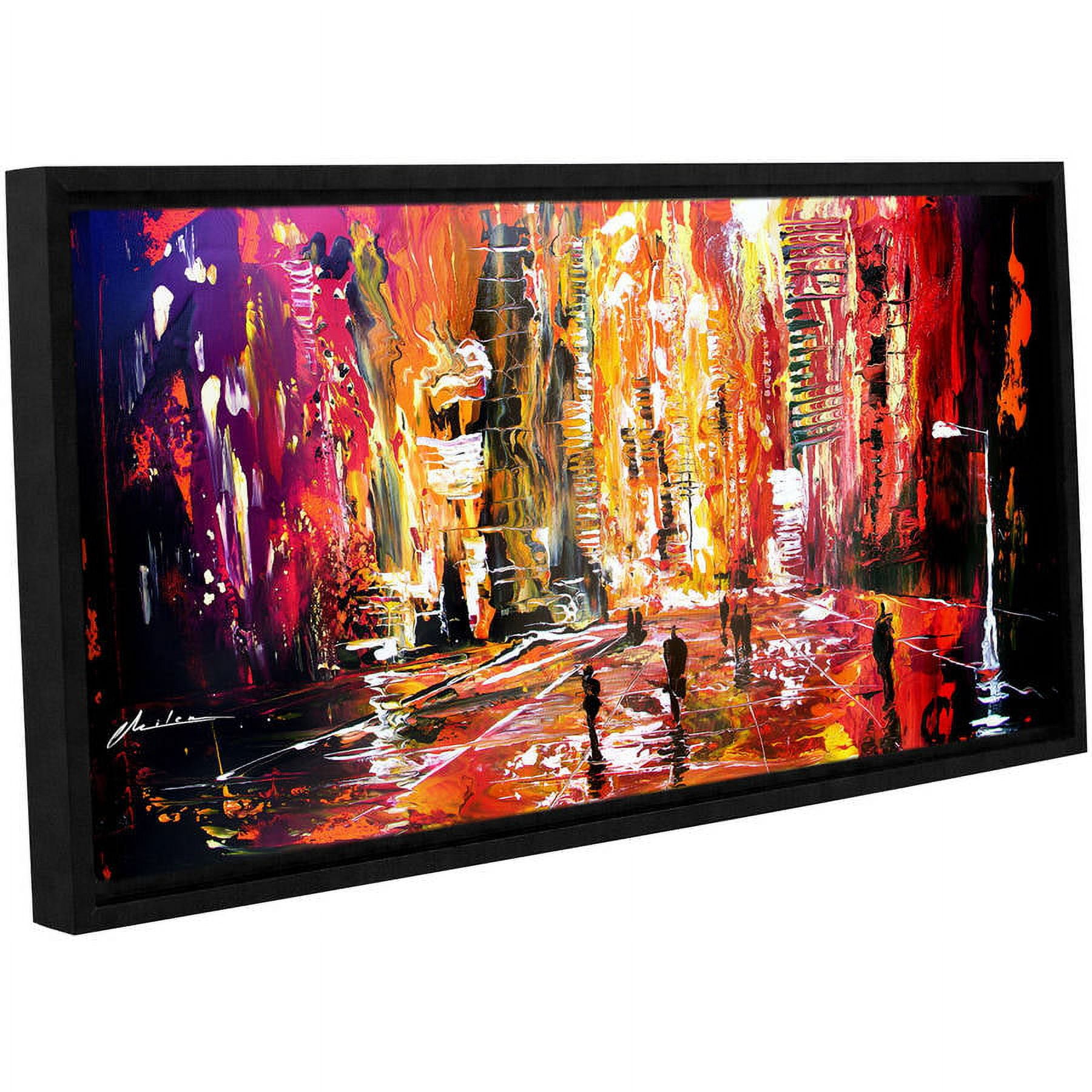 'Night Life' Gallery Wrapped Floater-framed Canvas Art Print, 18x36