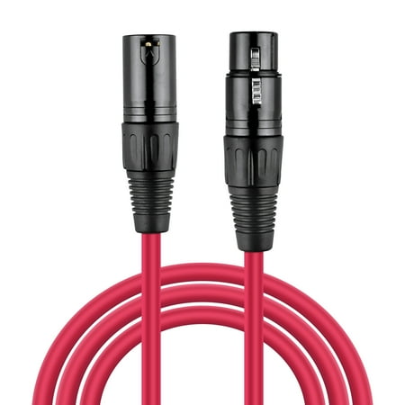 FITE ON Red XLR Cable, 3FT XLR Male to Female 3PIN Balanced Professional Microphone Cable Compatible with Recording Applications,Mixers,Speaker Systems,DMX Lights