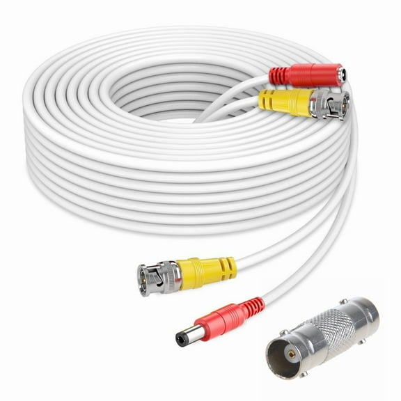 FITE ON White 150ft BNC Extension Cable Compatible with Wisenet SDC-89445BF Security System