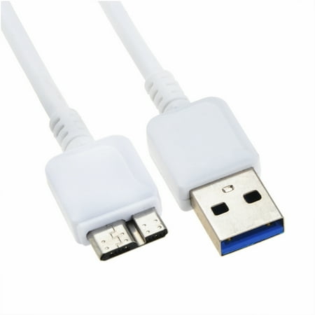 FITE ON White USB 3.0 Charger Data Cable/Cord/Lead for Toshiba Portable Hard Drive Disk