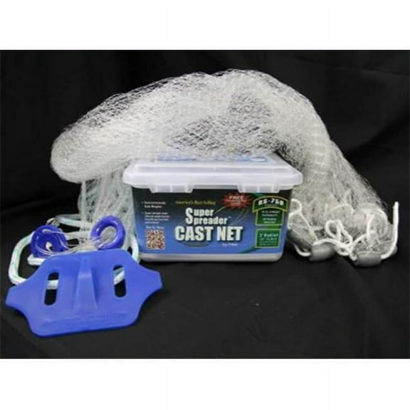 FITEC 10040 RS750 White Nylon Super Spreader Cast Net 4'x3/8"mesh 3/4 lb wt