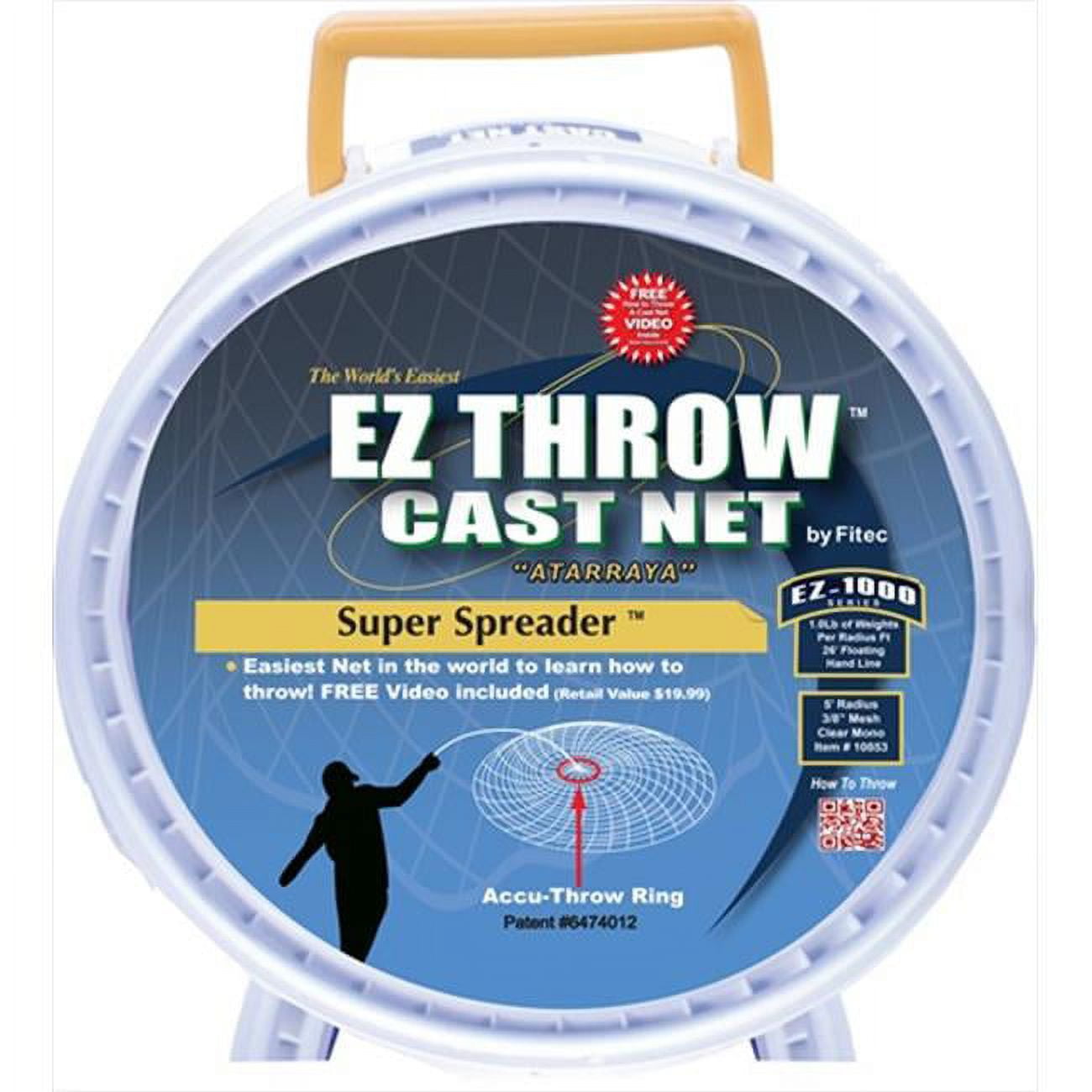FITEC 10253 EZ1000 EZ Throw Super Spreader Cast Net 5'x3/8" Mesh BLUE 3