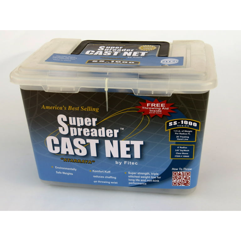 FITEC SS1000 Super Spreader Cast Net 5'x 1/4 Mesh, Clear, 1 lb wt