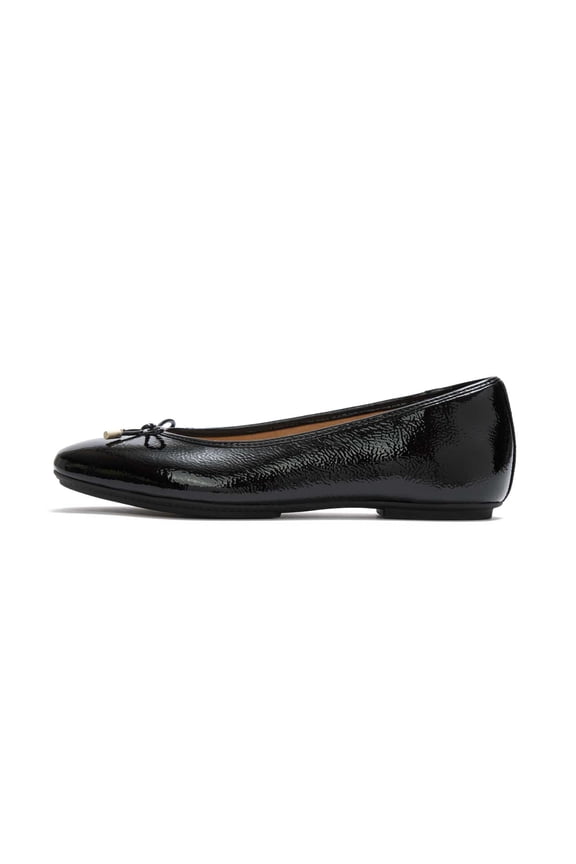 Women's Delicato Bow Textured Patent-Leather Ballet Flats, Color: Black, Size: 10 (A0K-001-080)