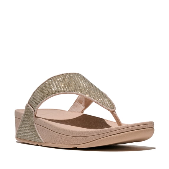 FITFLOP Women's Lulu Shimmerglitz Toe-Post Sandals, Color: Platino, Size: 11 (A5A-675-090)