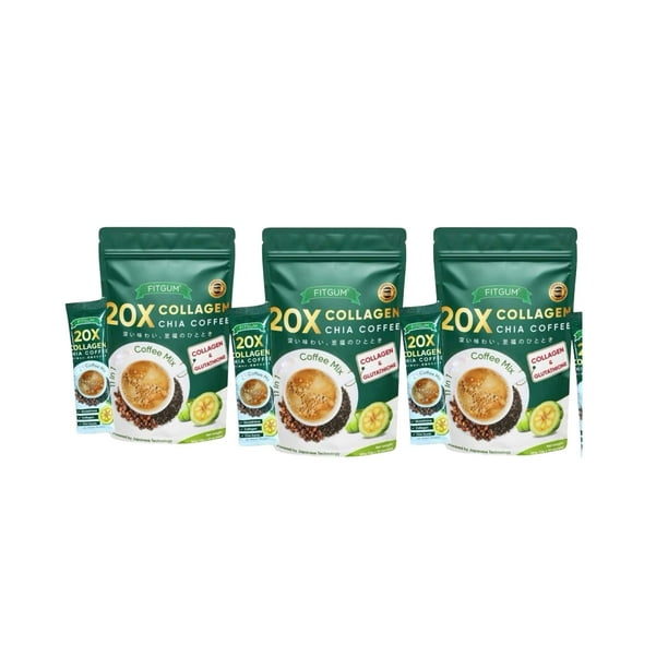 FITGUM 20X Collagen Chia Coffee - 11 in 1 Coffee Mix (3 Packs