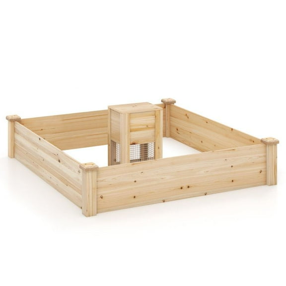 FITHOOD 49" x 49" x 10" Raised Garden Bed with Compost Bin and Open-ended Bottom