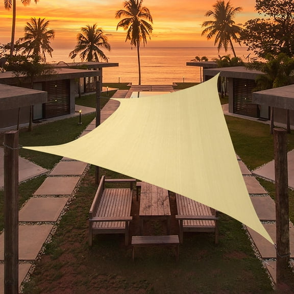 FITHOOD Artpuch Custom Size Beige Sun Shade Sail Triangle Canopy 185 GSM Durable Fabric UV Block Awning for Outdoor Patio Garden Backyard (Customized Available)
