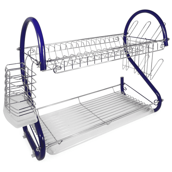 FITHOOD Better Chef 22" 2-Level Colored-Chrome-Plated S-Shaped Dish Rack