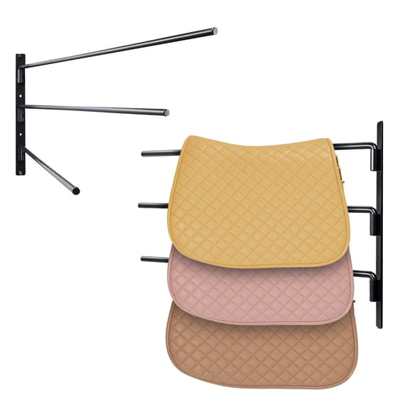 FITHOOD Wall Mounted Saddle Rack Three Tiers Swing Out Saddle Pad Holder