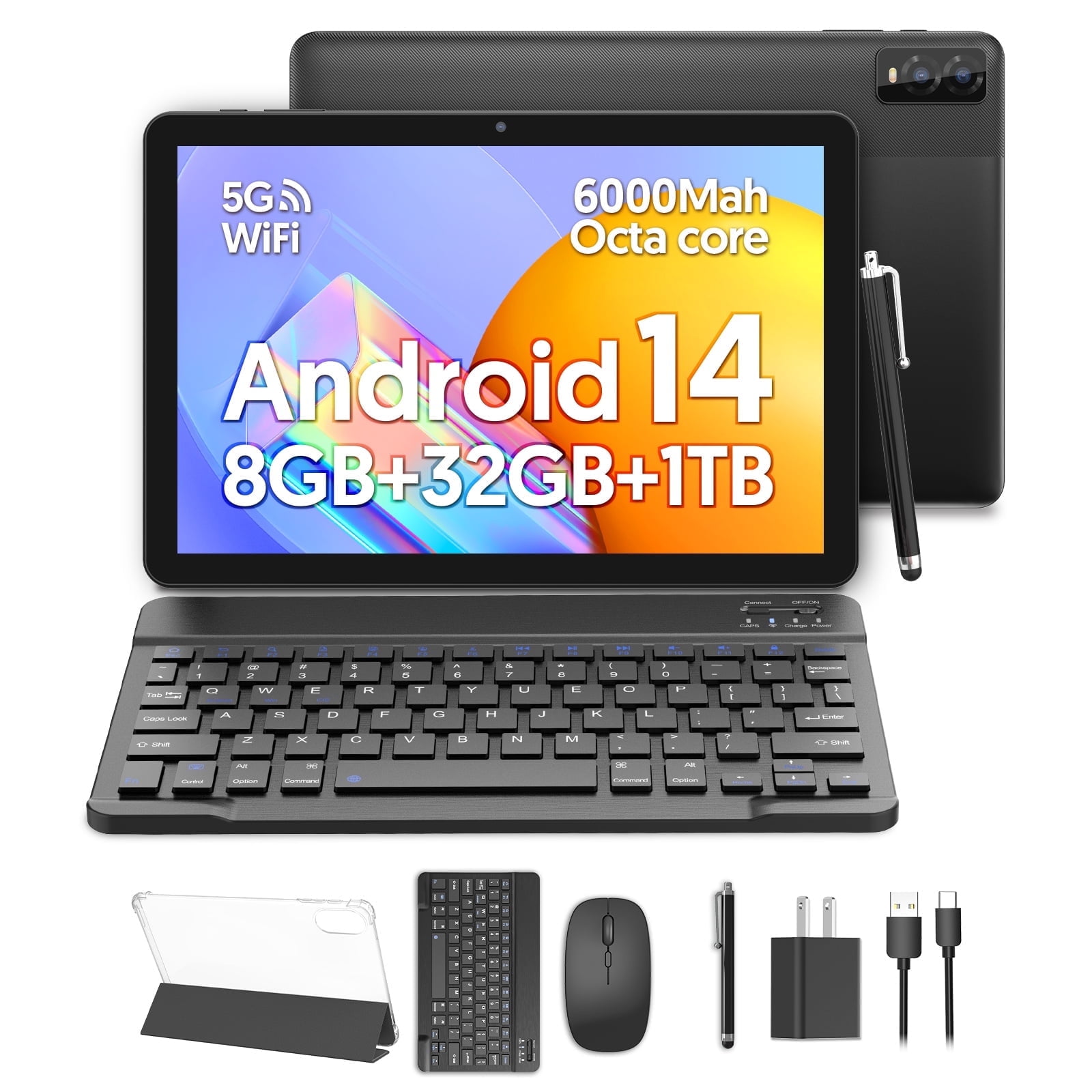 FITIFUN Android 14 Tablet 10.1 inch Tablet, 8GB RAM+32GB ROM+1TB ...