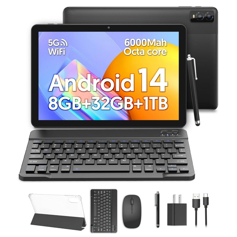 FITIFUN Android 14 Tablet 10.1 inch Tablet, 8GB RAM+32GB ROM+1TB