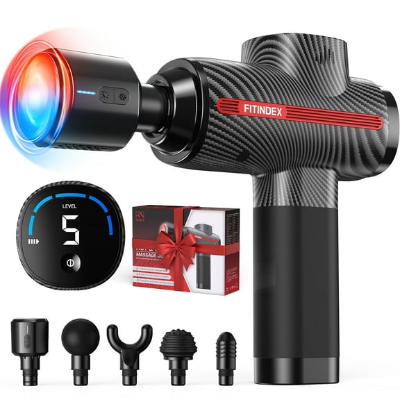 FITINDEX Massage Guns with Heat and Cold, Deep Tissue Back Massager Gun for Muscle, FSA HSA Eligible, Body Neck Massagers for Pain Relief, Christmas Gift for Men Portable