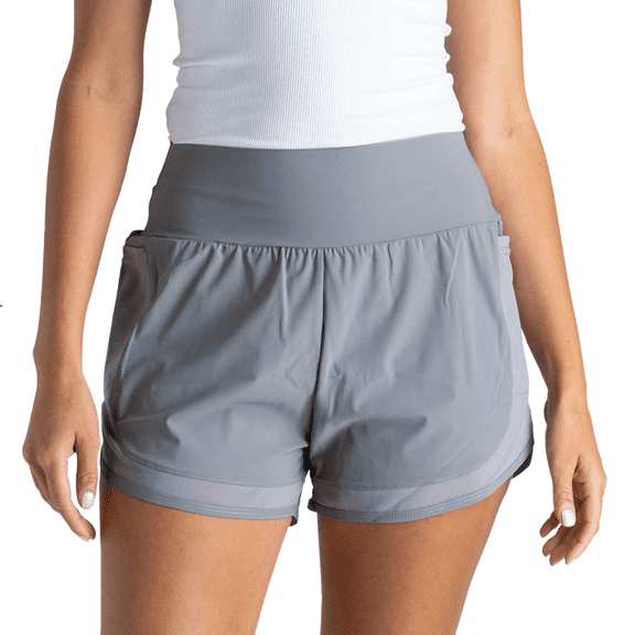 FITKICKS Airlight Soft Track Shorts with Liner and Mesh Pockets Mid-Rise Waist, Gray Medium (Women’s)