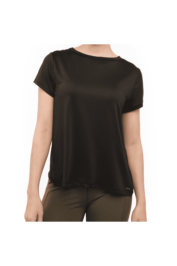 Crossovers Active Lifestyle T-Shirt Cross-Back Workout Top, Black Medium (Women's)