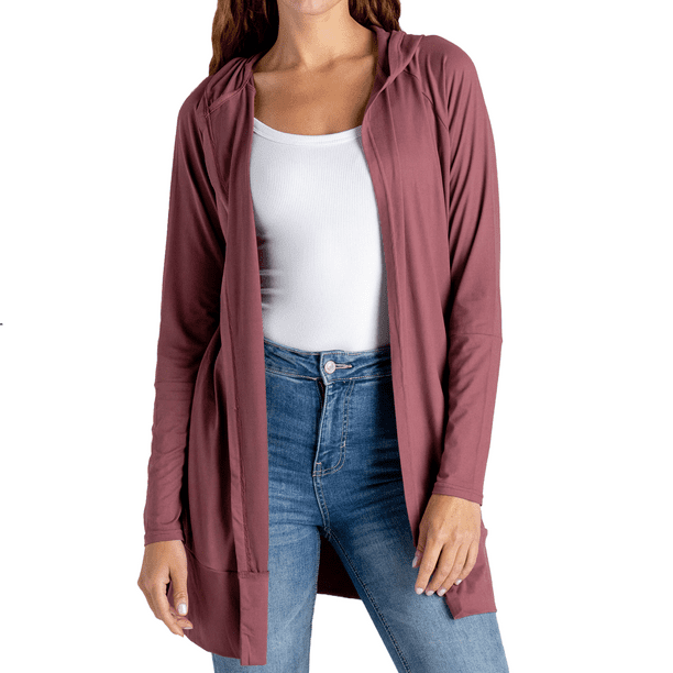 FITKICKS Everywear Lightweight Hooded Cardigan with Pockets Pink Large X Large Women s