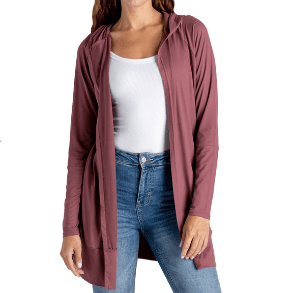 FITKICKS Everywear Lightweight Hooded Cardigan with Pockets, Pink Large/X-Large (Women's)