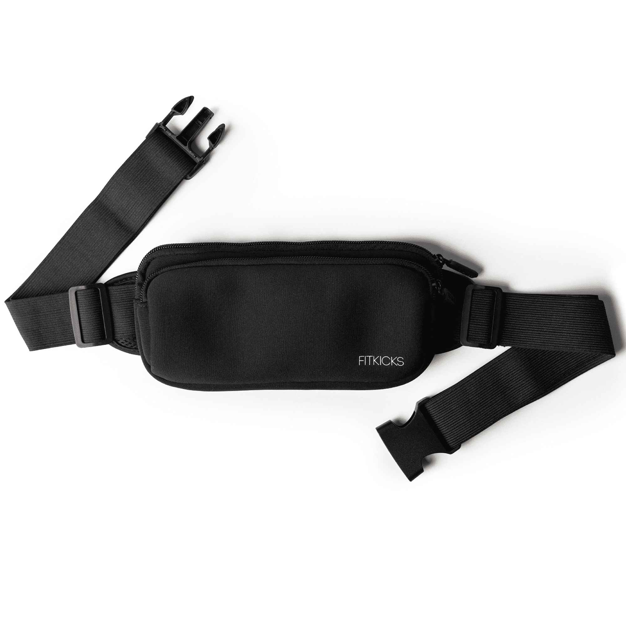 FITKICKS FITZIP Belt Crossbody Bag Fanny Pack Waist Pouch with Adjustable Strap, Black (Unisex)