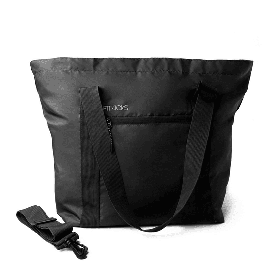 FITKICKS Hideaway Packable Duffle Travel Tote Bag Shoulder Purse, Black (Unisex)