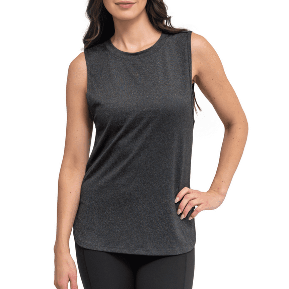 FITKICKS Live Well Active Lifestyle Tank Top Relaxed-Fit Workout Top, Black Large (Women's)