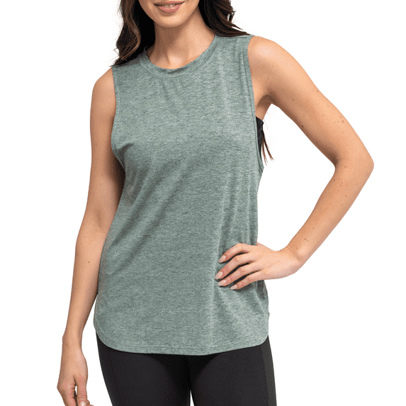 FITKICKS Live Well Active Lifestyle Tank Top Relaxed-Fit Workout Top, Green X-Large (Women's)