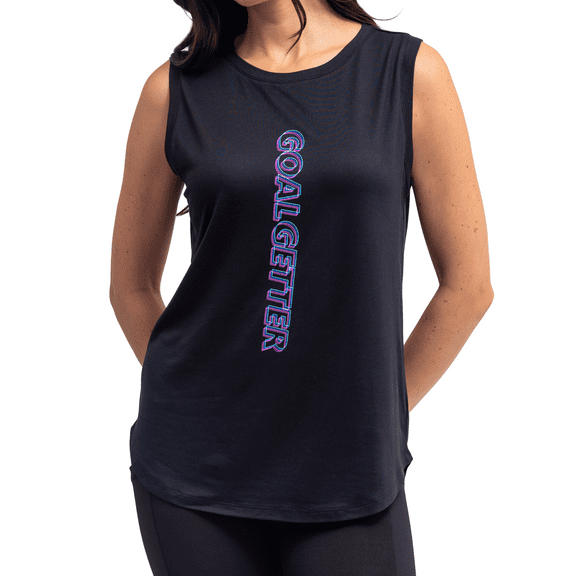 FITKICKS Optimist Active Lifestyle Tank Top Loose-Fitting Workout Top, Goalgetter Large (Women's)