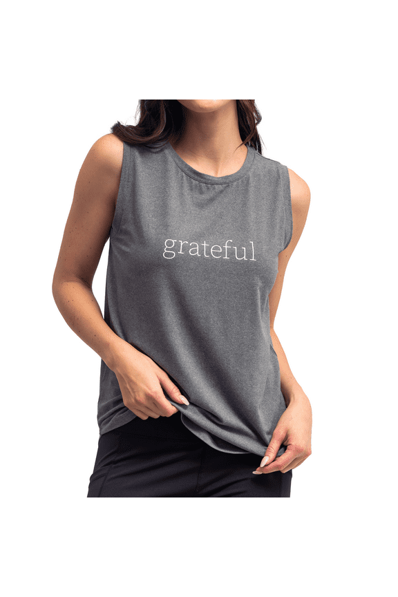 Optimist Active Lifestyle Tank Top Loose-Fitting Workout Top, Grateful Large (Women's)
