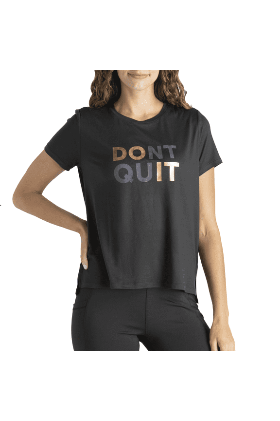 Optimist Tee Lightweight Short Sleeve Crew Neck Top T-Shirt, Black Medium (Women's)