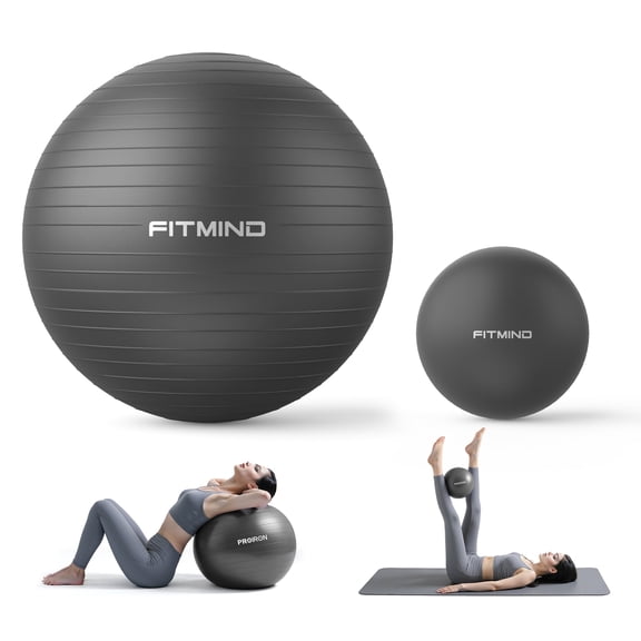 FITMIND Exercise Balls Set 26"& 10" for Yoga and Pilates, Anti-Burst, Parent-Baby Hours, Hand Pump, Black