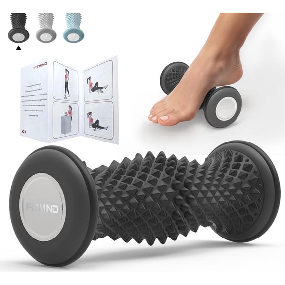 FITMIND Foot Roller Massager for Plantar Fasciitis, Arch and Heel Pain Relief, Black