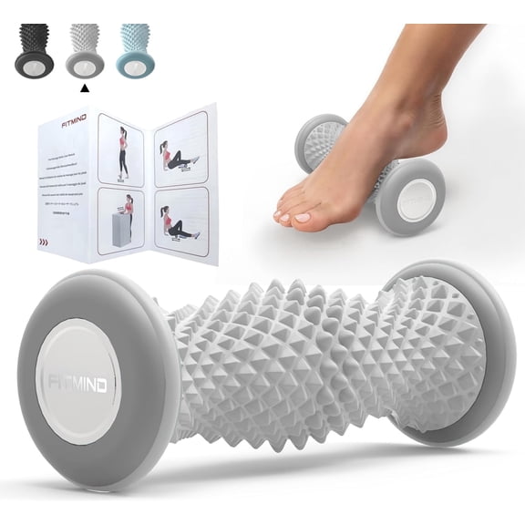FITMIND Foot Roller Massager for Plantar Fasciitis, Arch and Heel Pain Relief, Grey