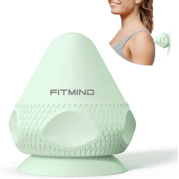 FITMIND Mountable Massage Ball with Suction Cup, Deep Tissue Back Foot Massager for Sore Muscle Knot Relief, Plantar Fasciitis, Green
