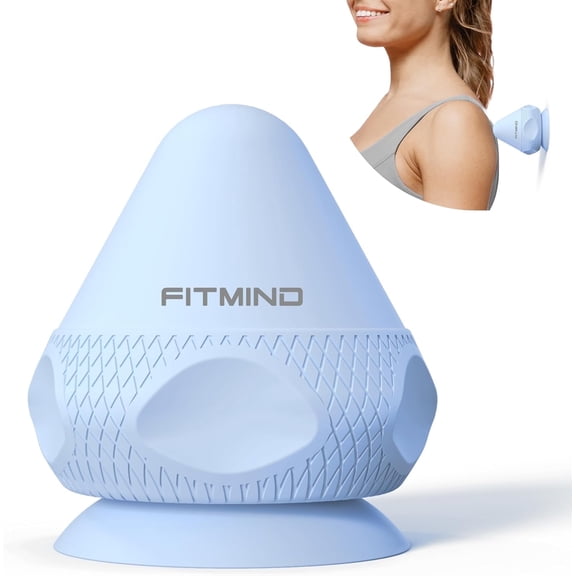FITMIND Mountable Massage Ball with Suction Cup, Deep Tissue Back Foot Massager for Sore Muscle Knot Relief, Plantar Fasciitis, Blue
