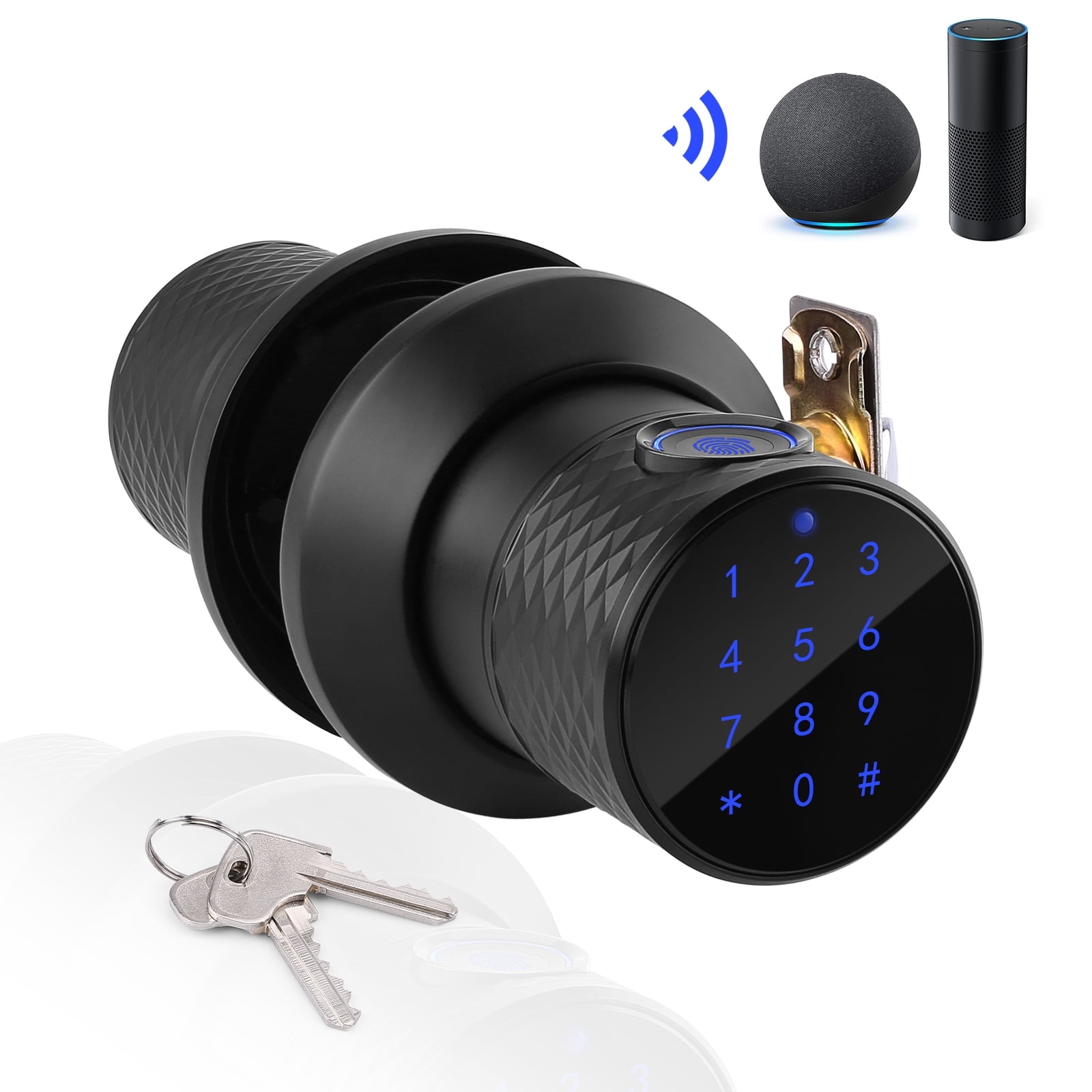 Black Metal Keyless Smart Fingerprint Lock with Keypad