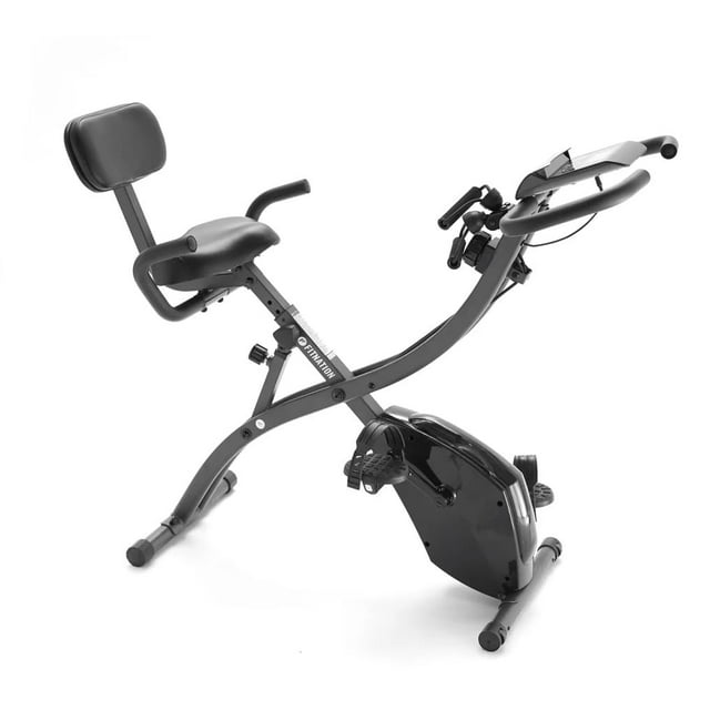 FITNATION Foldable Stationary Exercise Bike, Upright and Recumbent Flex