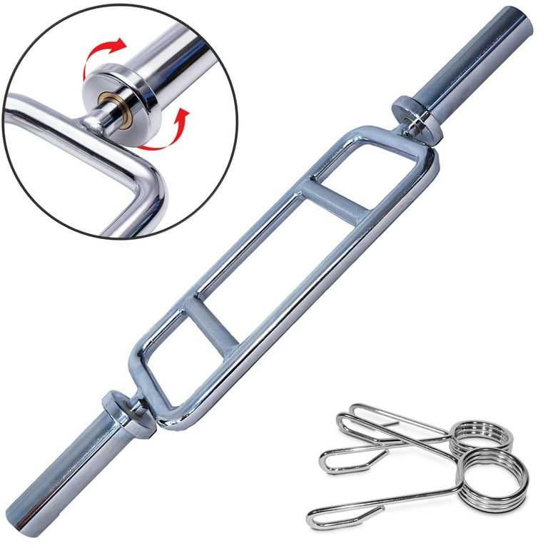 34in Barbell Solid Olympic Chrome Tricep Hammer Curl Weight Bar 34 in