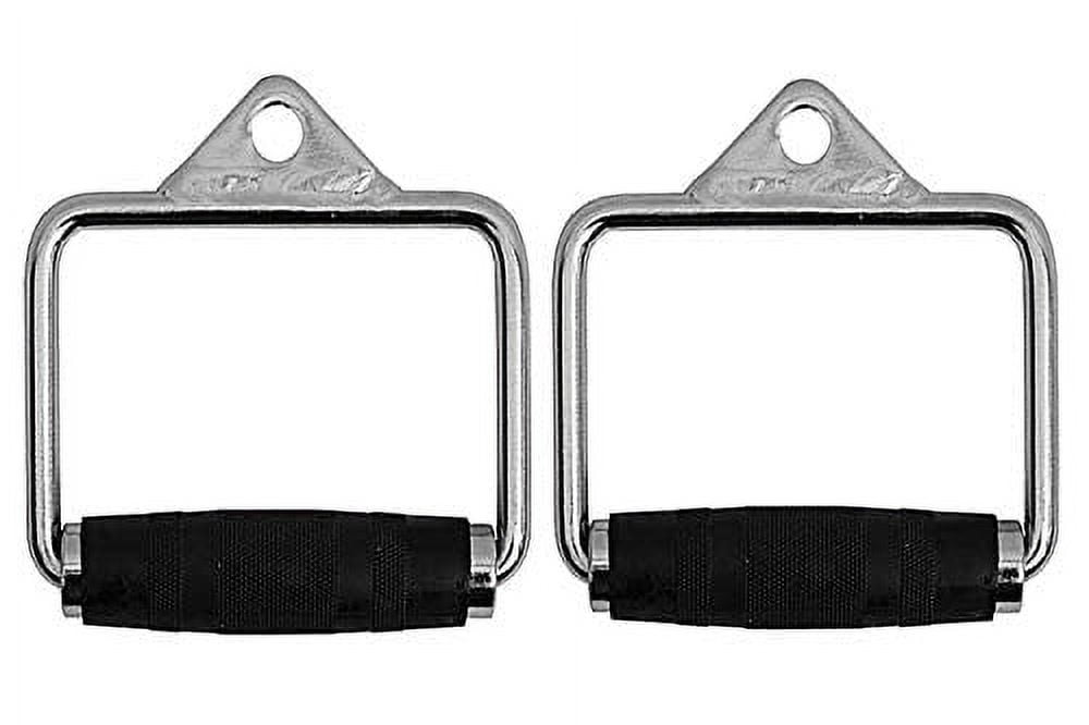 FITNESS MANIAC USA D-Handle Cable Attachments – Pair, Rubber Grips, Heavy Duty Chrome For Gym