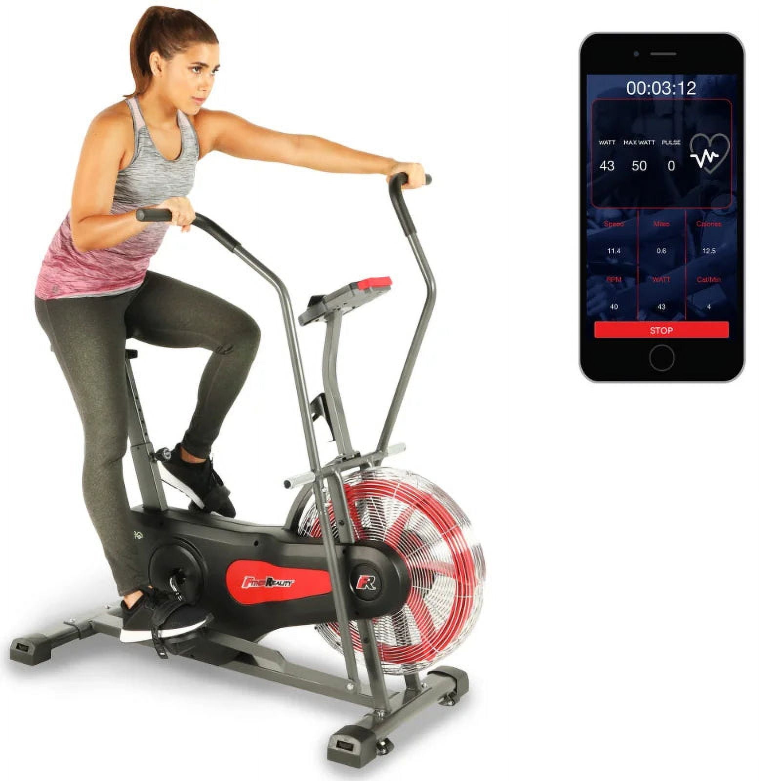 FITNESS REALITY 1000AR Bluetooth Air Resistance HIIT Exercise Fan Bike