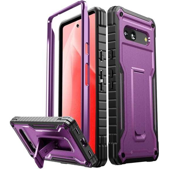FITO For Google Pixel 7A Case, Rubber Shockproof Full-Body Phone Case with Kickstand (Purple)